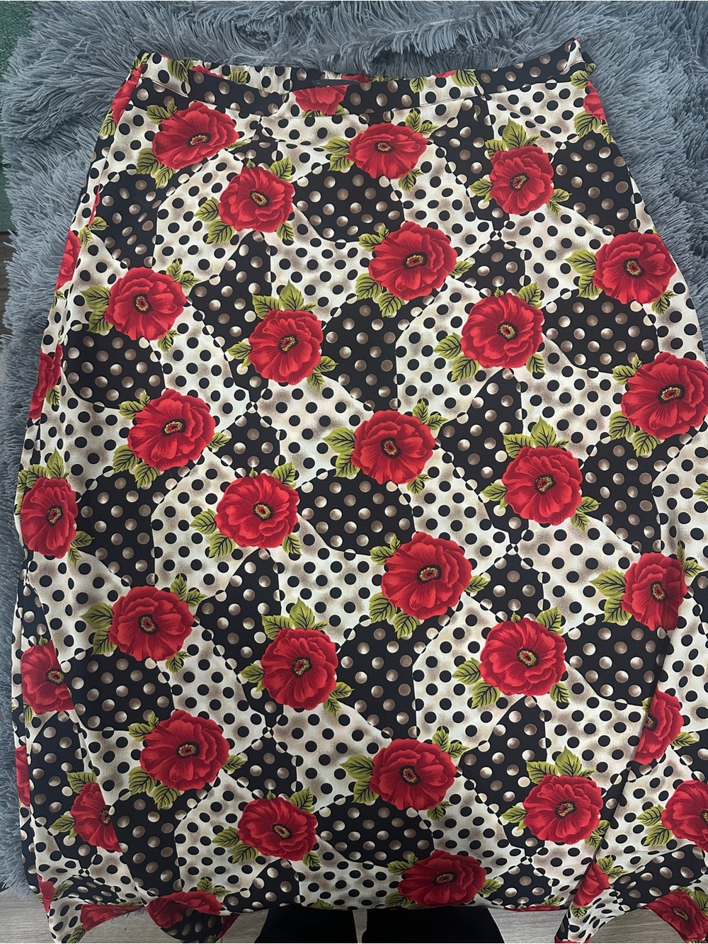 Sag Harbor Black & Red Floral Polka Dot 90’s Skirt
